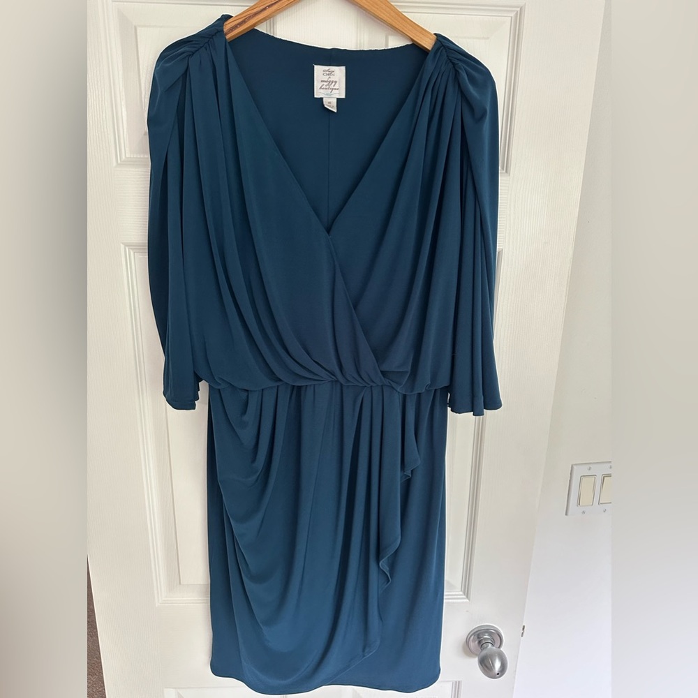 Suzi Chin for Maggy Boutique teal dress, size 16